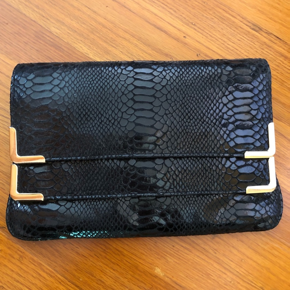Michael Kors Snakeskin Clutch w Gold Hardware